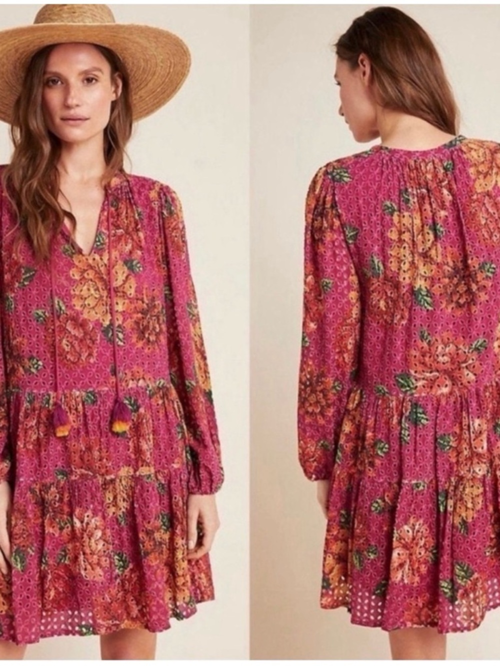 FARM Rio for Anthropologie Eyelet Floral Mini Dress – L Petite (NWT)